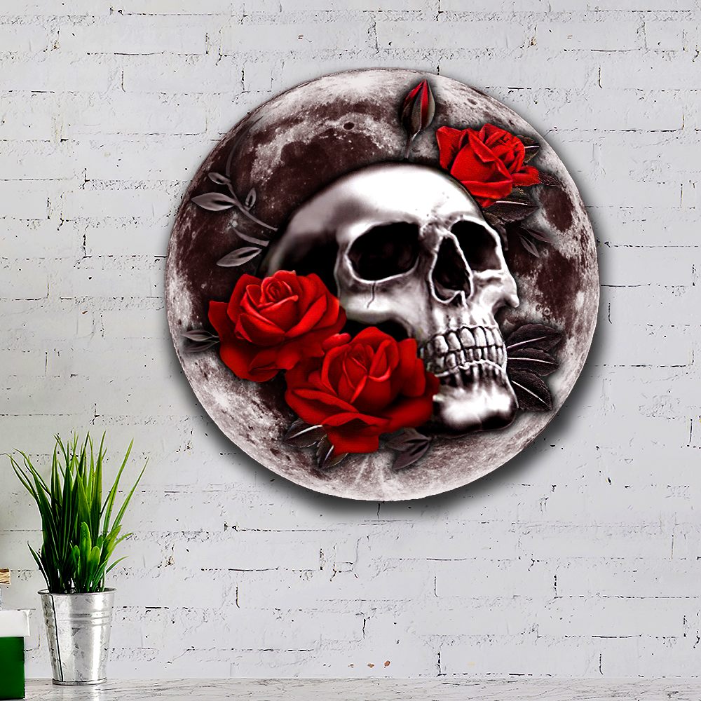 Skull Moon Hanging Metal Sign QNK1038MS