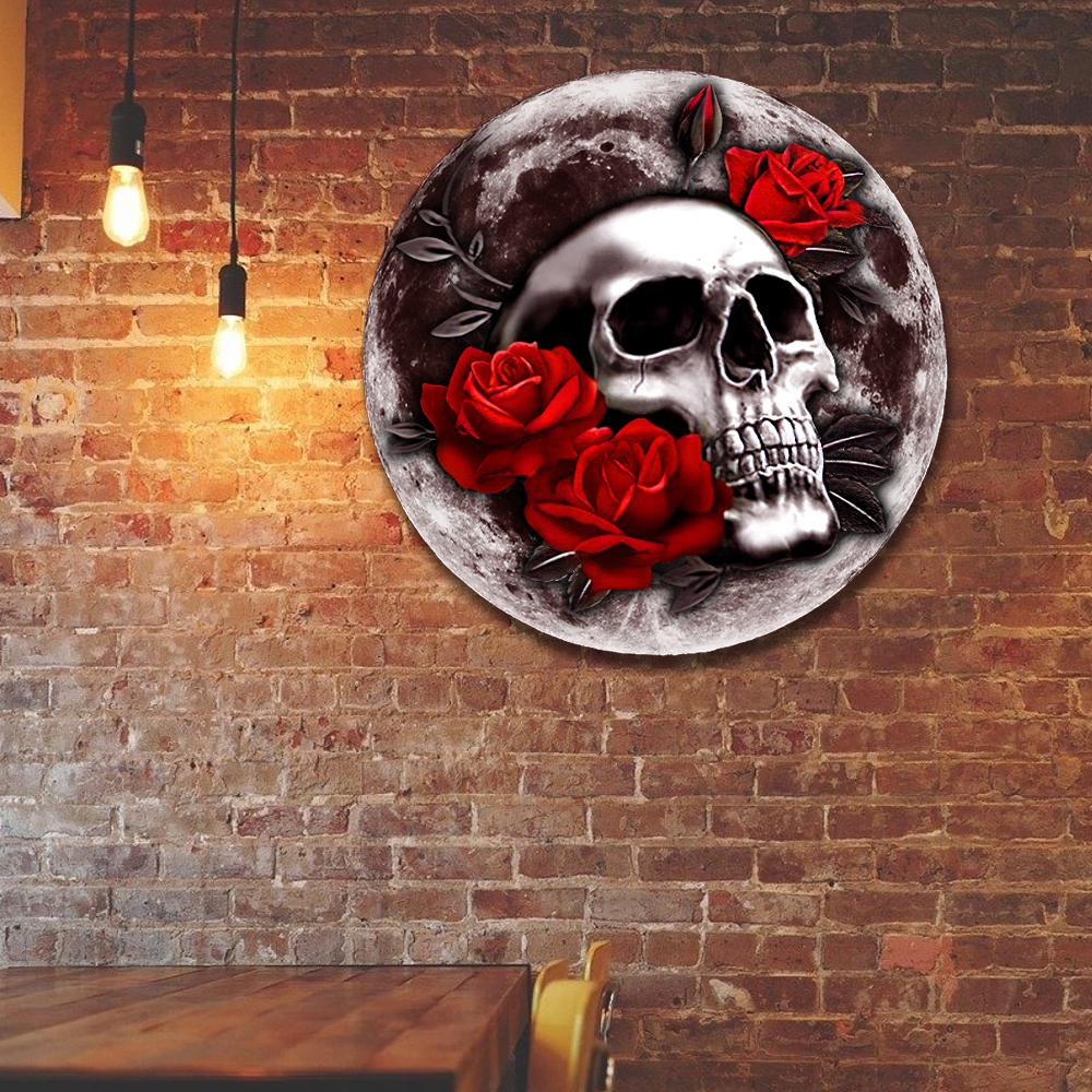 Skull Moon Hanging Metal Sign QNK1038MS