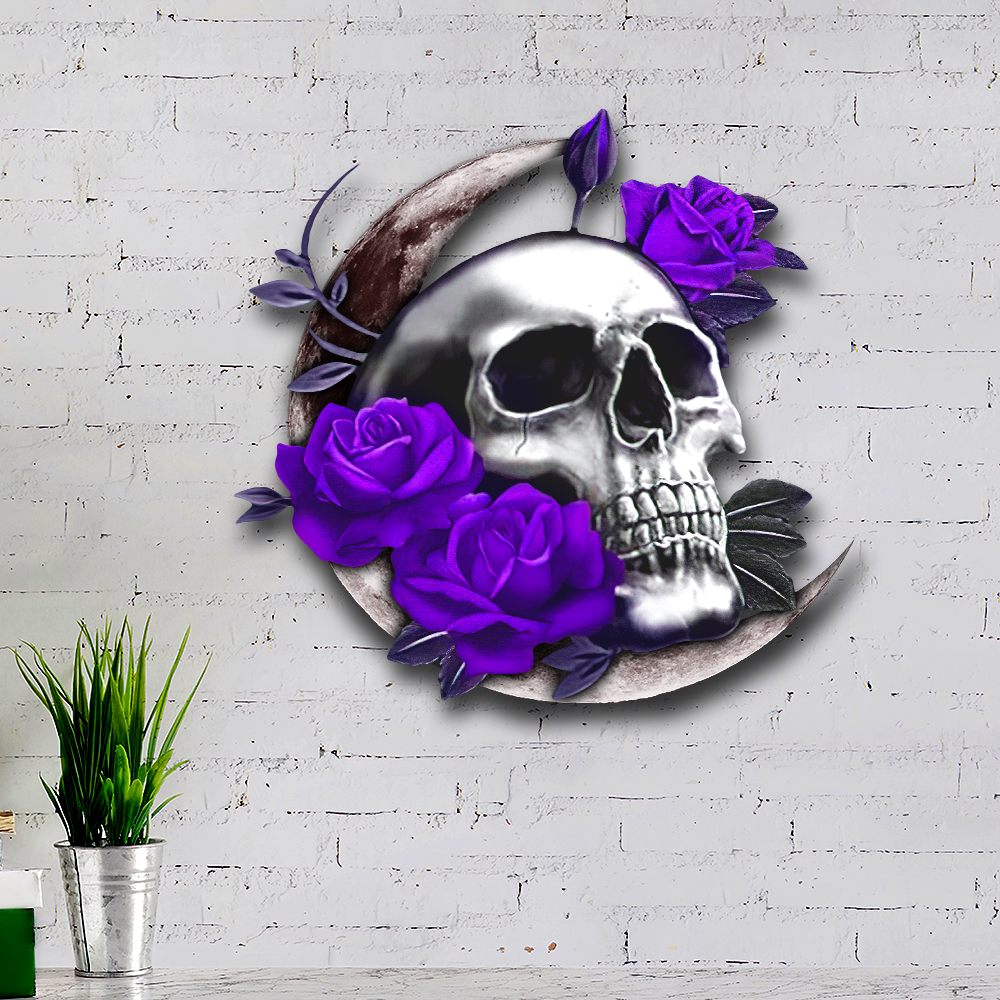 Skull Moon Hanging Metal Sign QNK1038MSv2