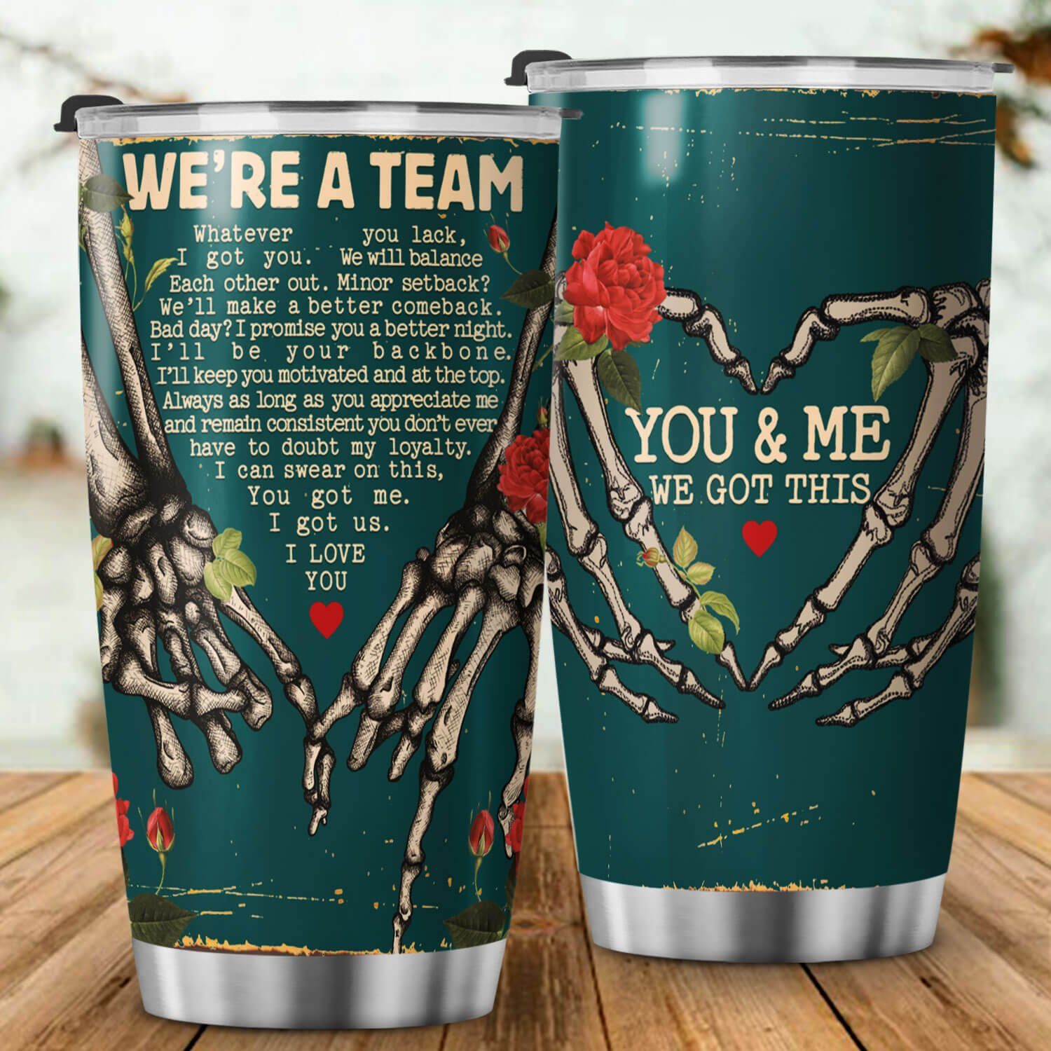 Skull Skeleton Hands. You And Me We Got This. Love Couple Tumbler 20oz TPT259TU