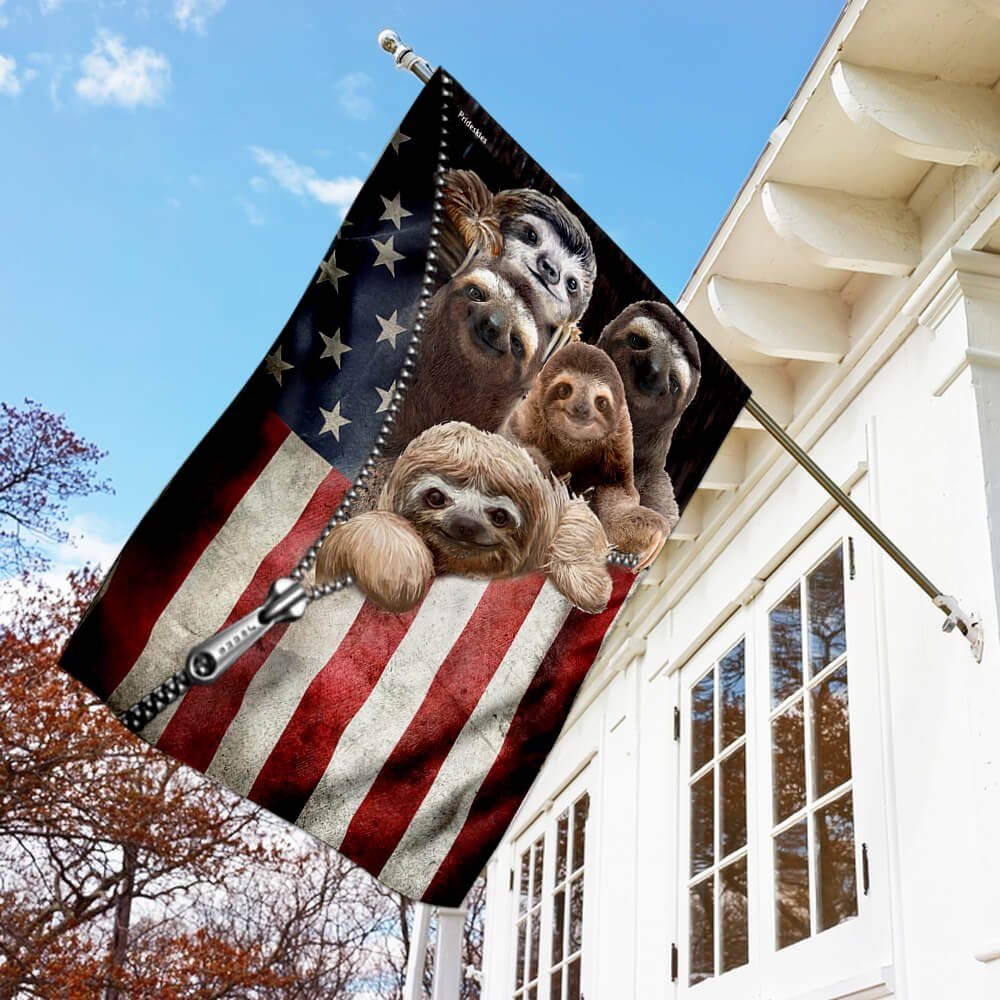 Sloth American Flag