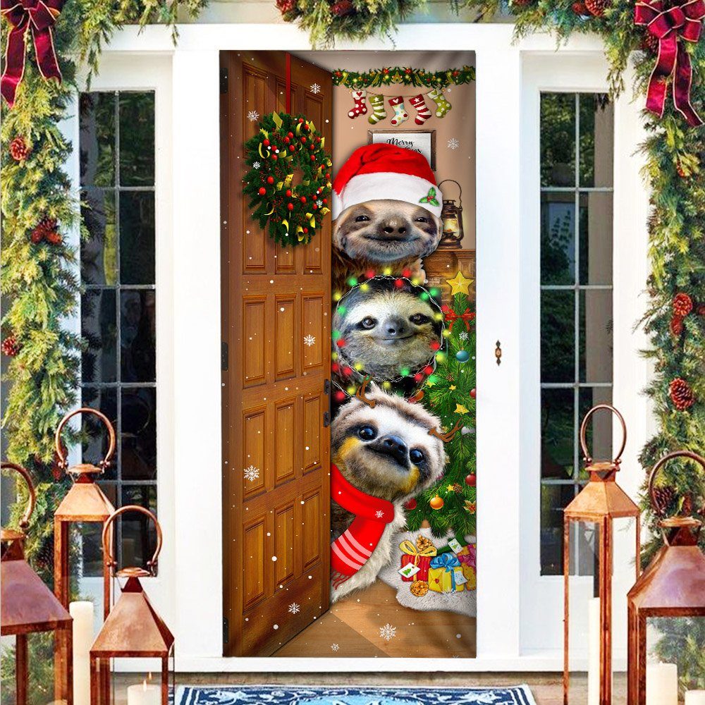 Sloths Christmas Door Cover MLH2053D