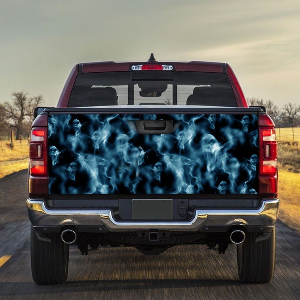 Smoking Skull Tailgate Decal Sticker Wrap QNK554TDv2