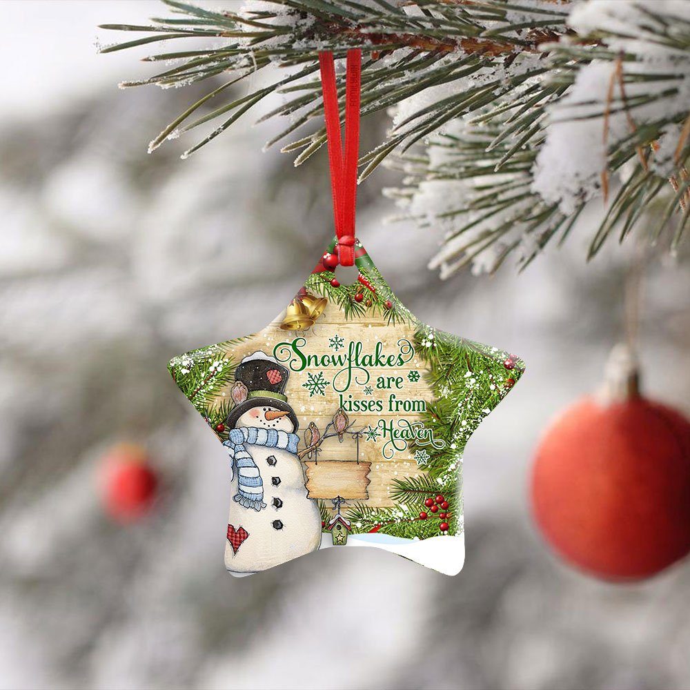 Snowflakes Are Kisses from Heaven , Snowman Ceramic Ornament