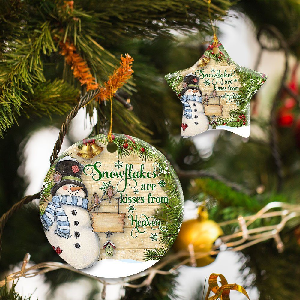 Snowflakes Are Kisses from Heaven , Snowman Ceramic Ornament