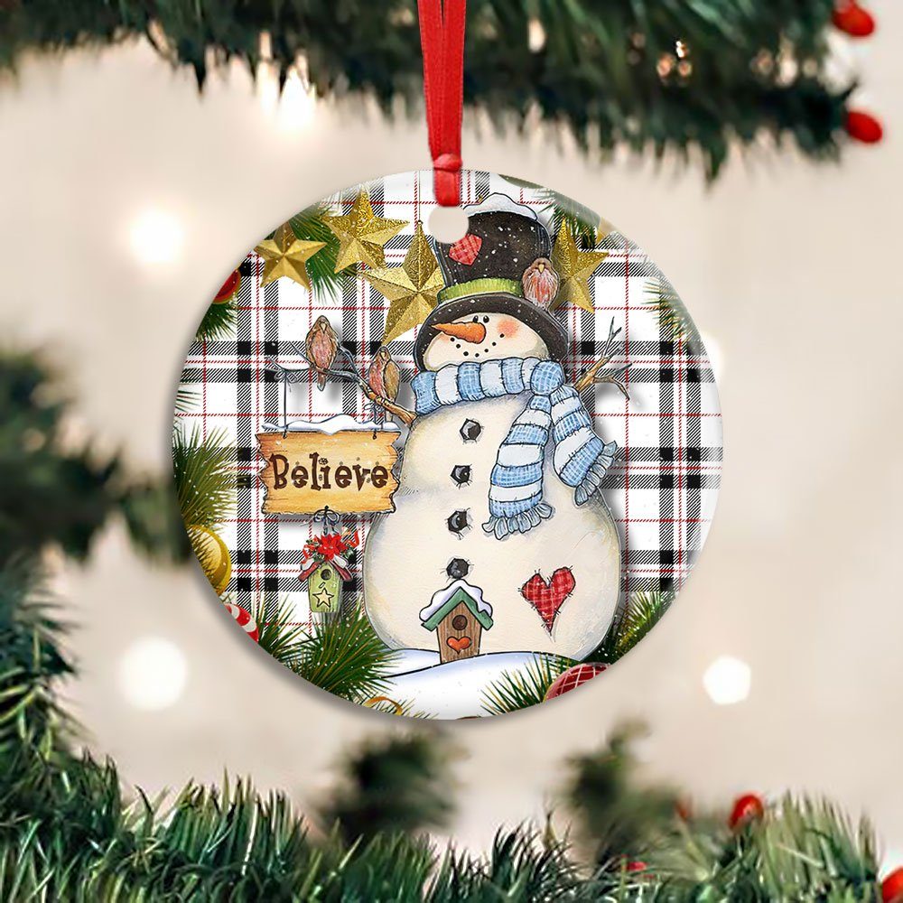 Snowman Circle Ceramic Ornament LHA1855O