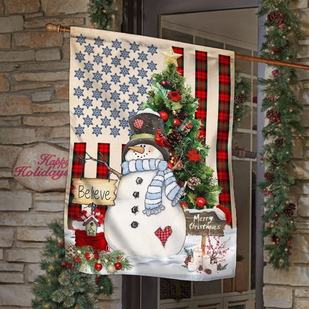 Snowman Merry Christmas American Flag MLN623F