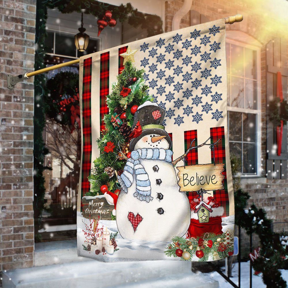 Snowman Merry Christmas American Flag MLN623F