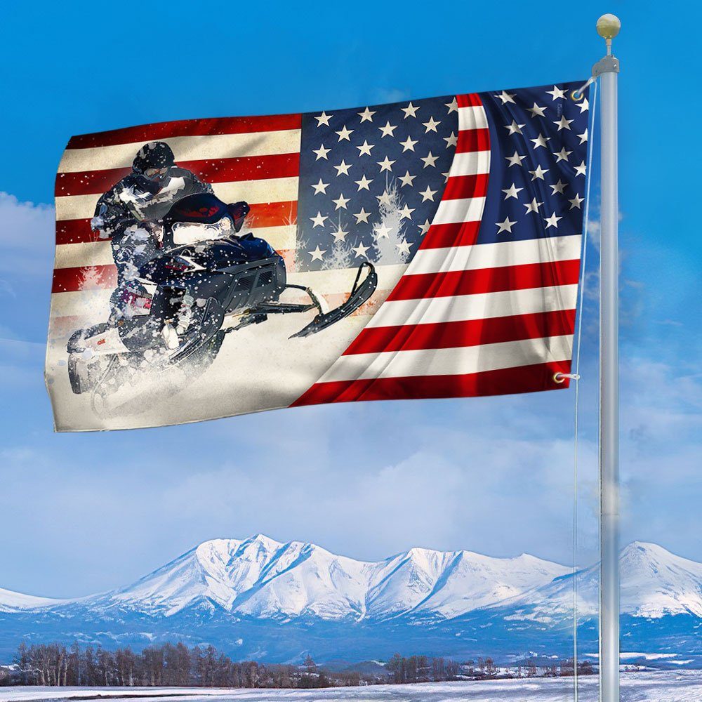 Snowmobile American Grommet Flag MLN462GF