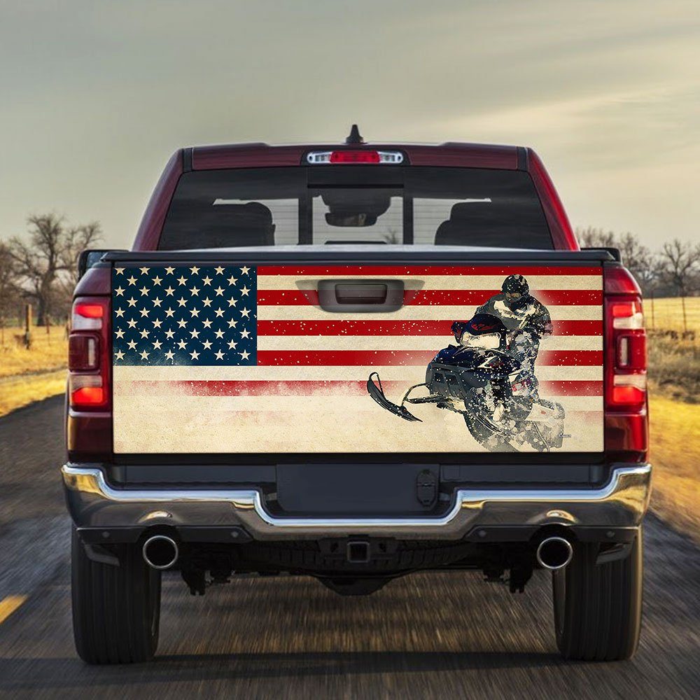 Snowmobile American Truck Tailgate Decal Sticker Wrap LHA1785TDv1