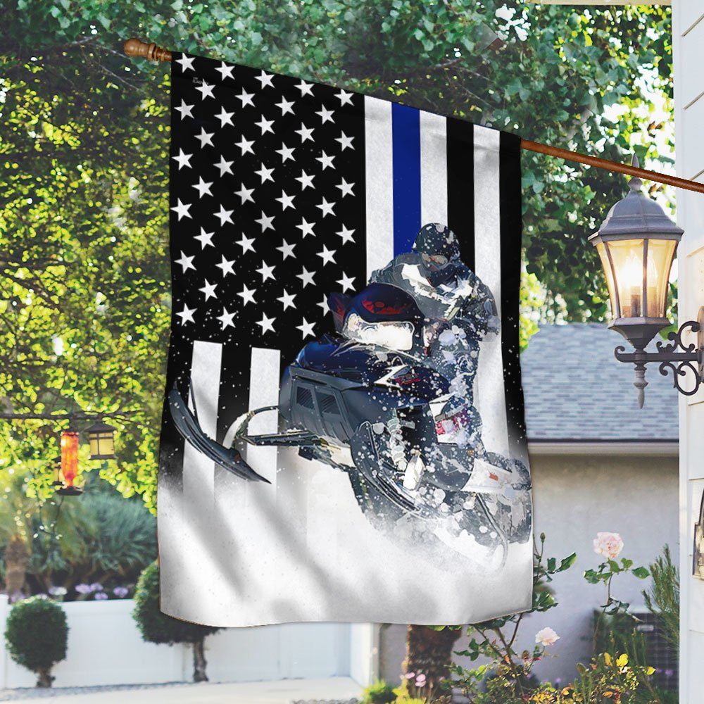 Snowmobile Blue Line American Flag LHA1785Fv1