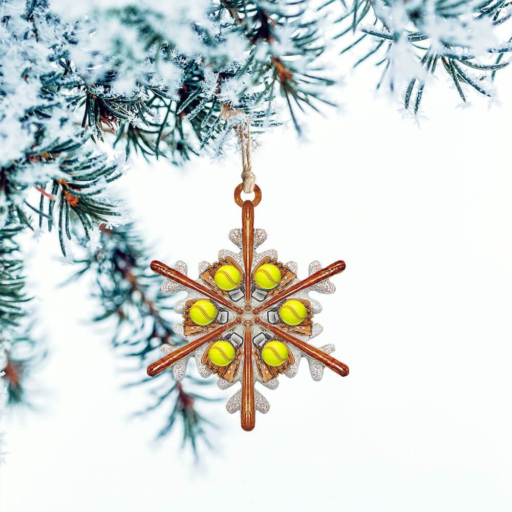 Softball Custom- Shaped Ornament Snow Flake NNT137Ov1