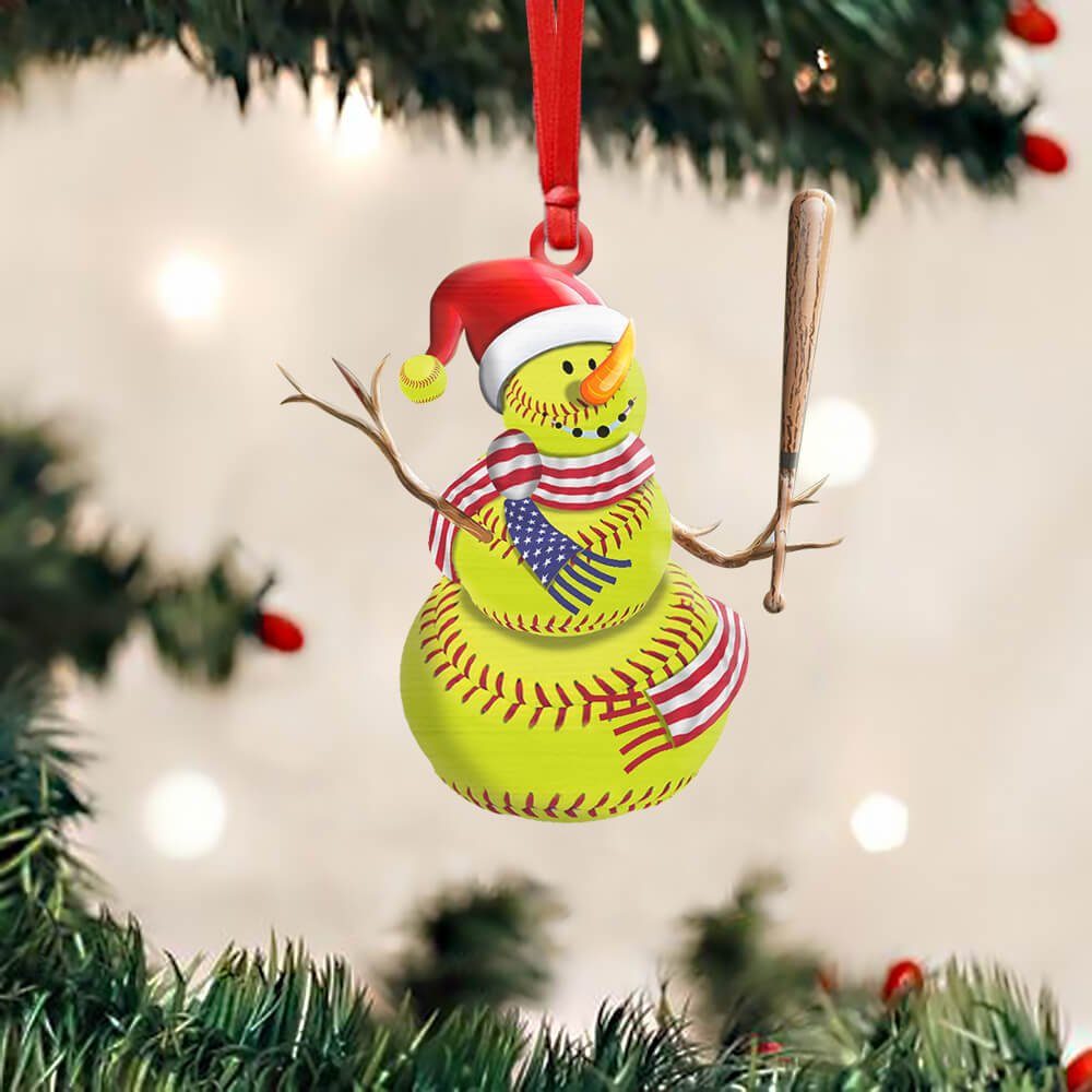 Softball Custom – Shaped Ornament Snowman NNT158Ov2