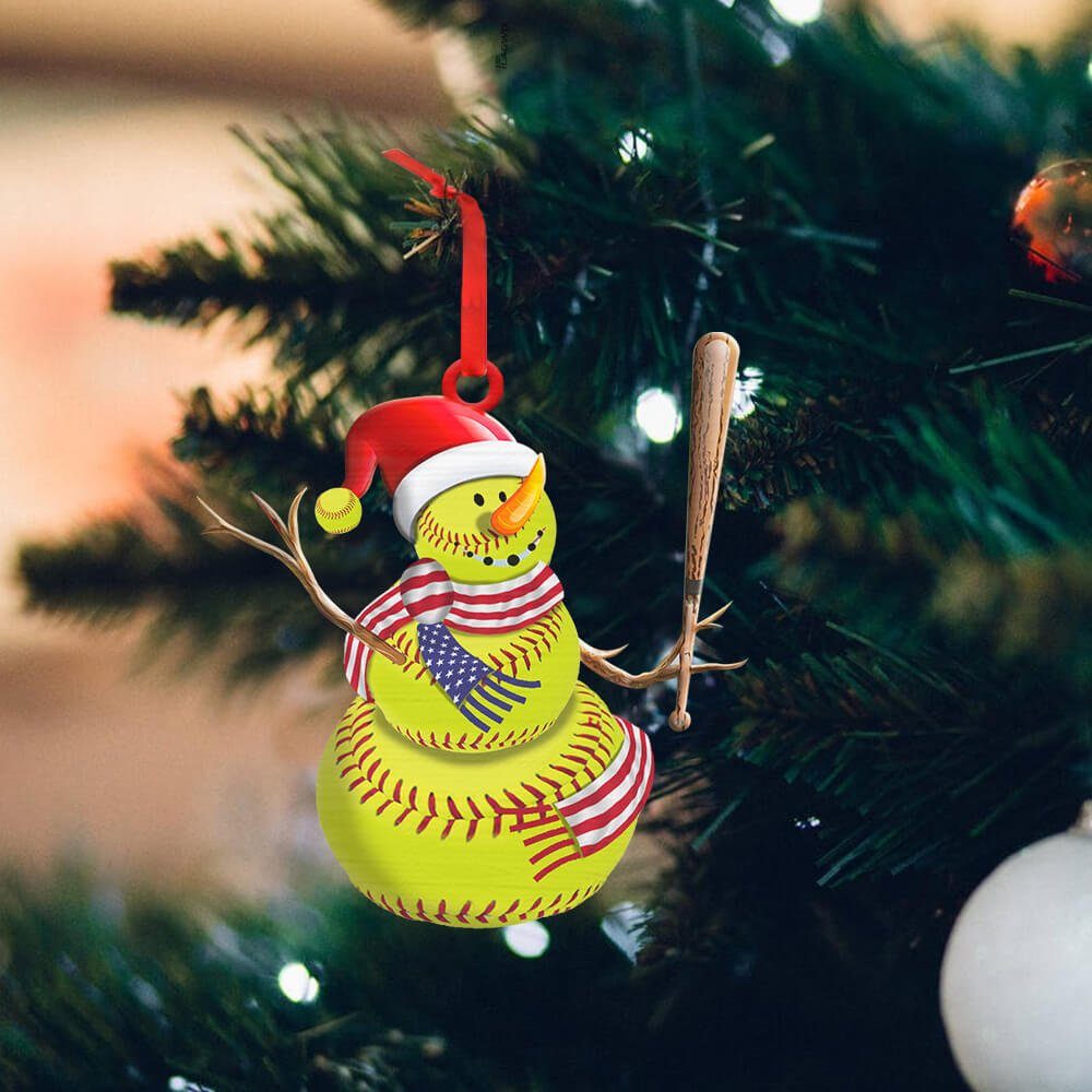 Softball Custom – Shaped Ornament Snowman NNT158Ov2