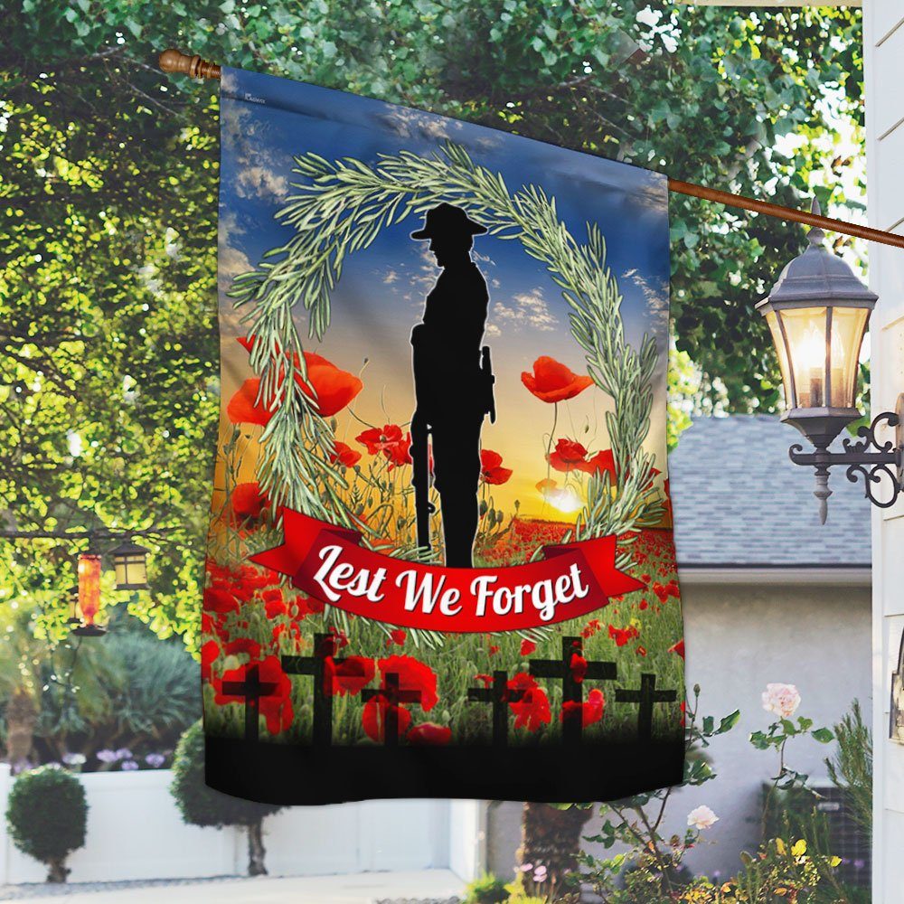 Soldier Anzac Day Rosemary Wreath Remembrance Flag DHP3461F