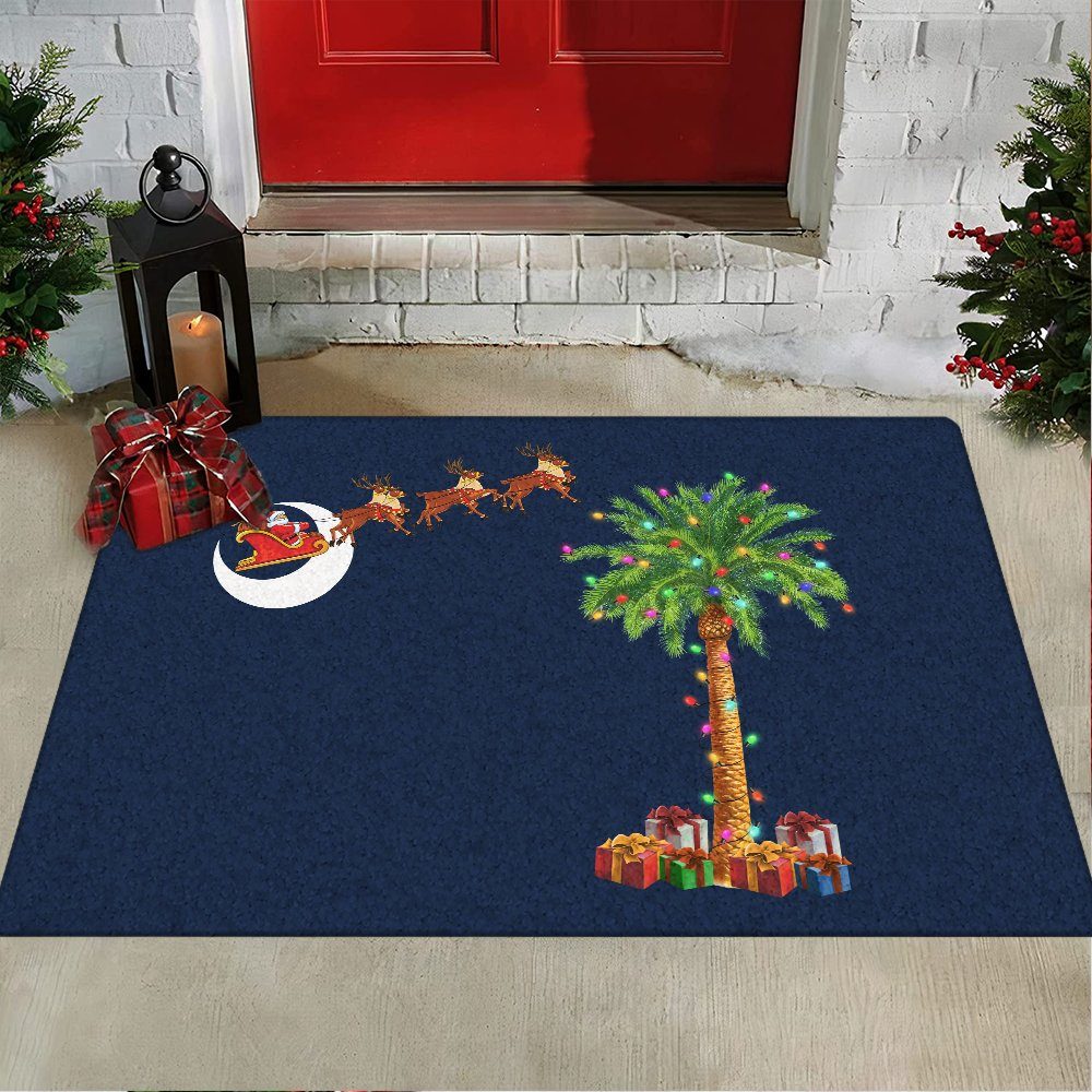 South Carolina Christmas Doormat Santa Palmetto Tree LNT749DM