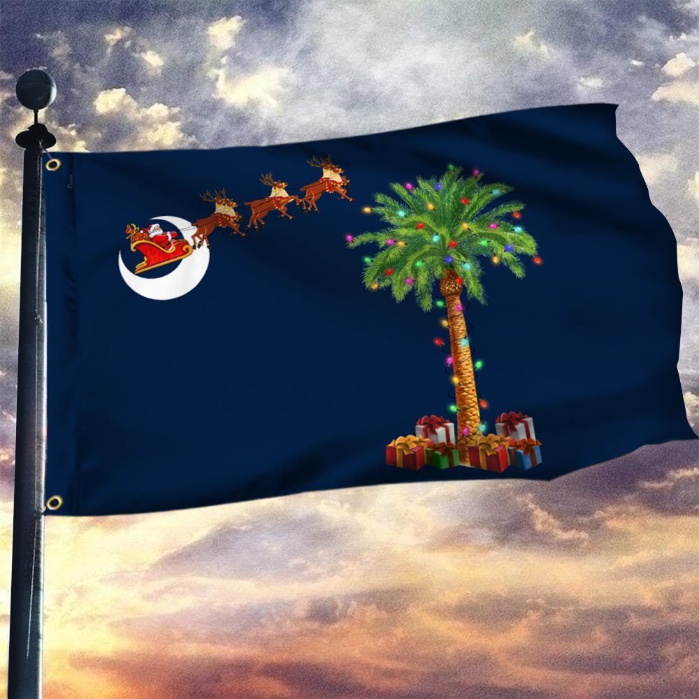 South Carolina Christmas Grommet Flag Santa Palmetto Tree LNT749GF