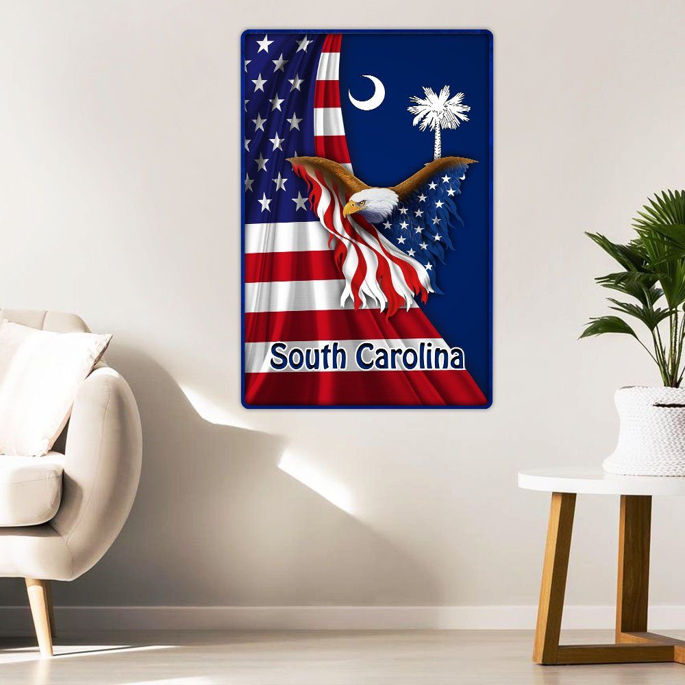 South Carolina Eagle Hanging Metal Sign MLH1774MS