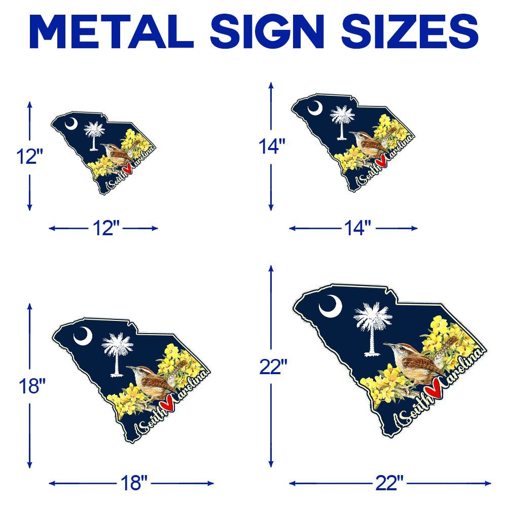 South Carolina Metal Sign Carolina Wren with Yellow Jessamine BNN730MS