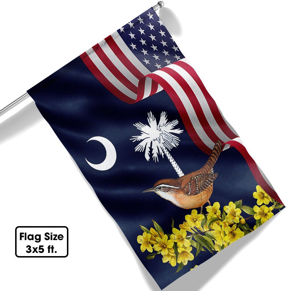 South Carolina Yellow Jessamine Flower and Carolina Wren Bird Flag MLN1141F