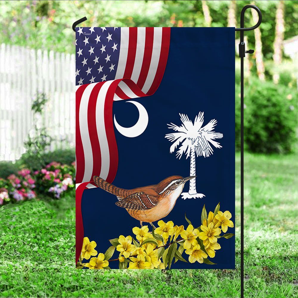 South Carolina Yellow Jessamine Flower and Carolina Wren Bird Flag MLN1141F