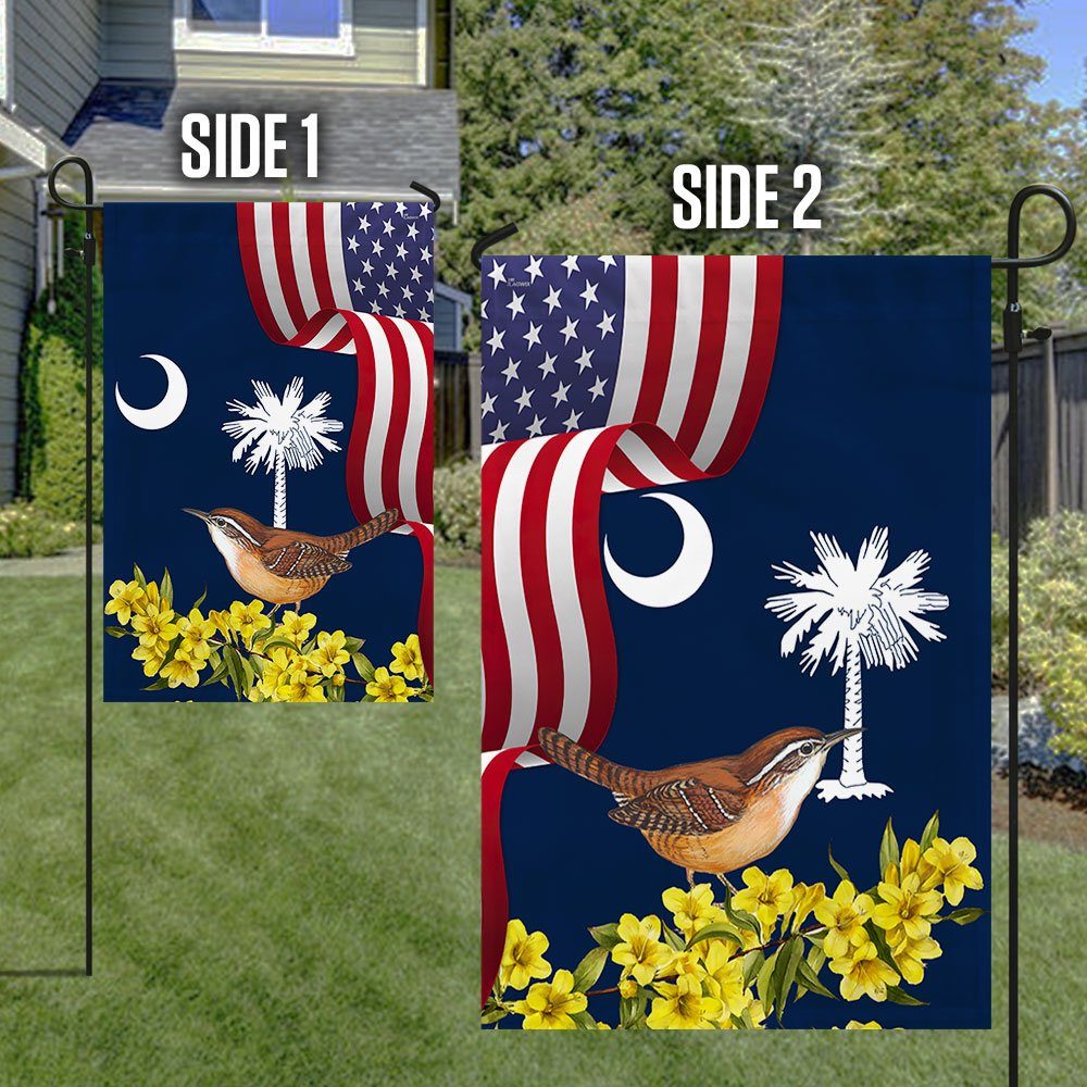 South Carolina Yellow Jessamine Flower and Carolina Wren Bird Flag MLN1141F