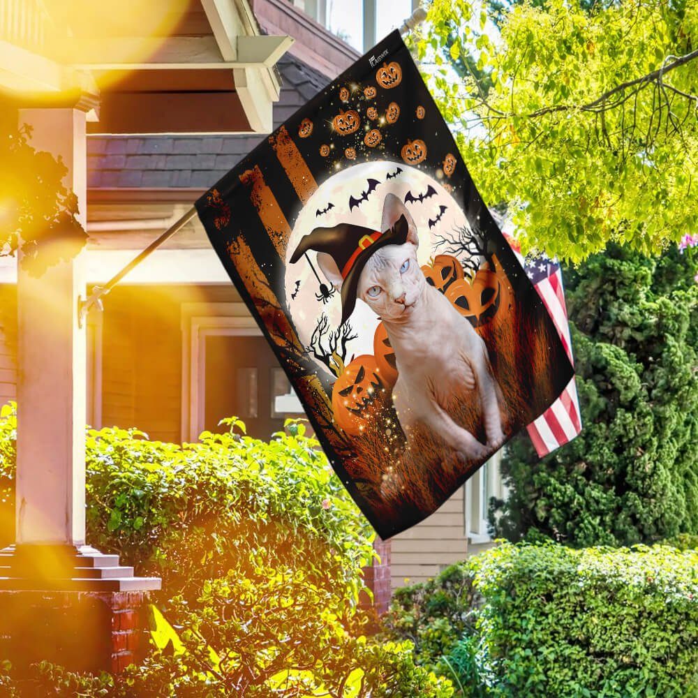 Sphynx Cat Happy Halloween Flag