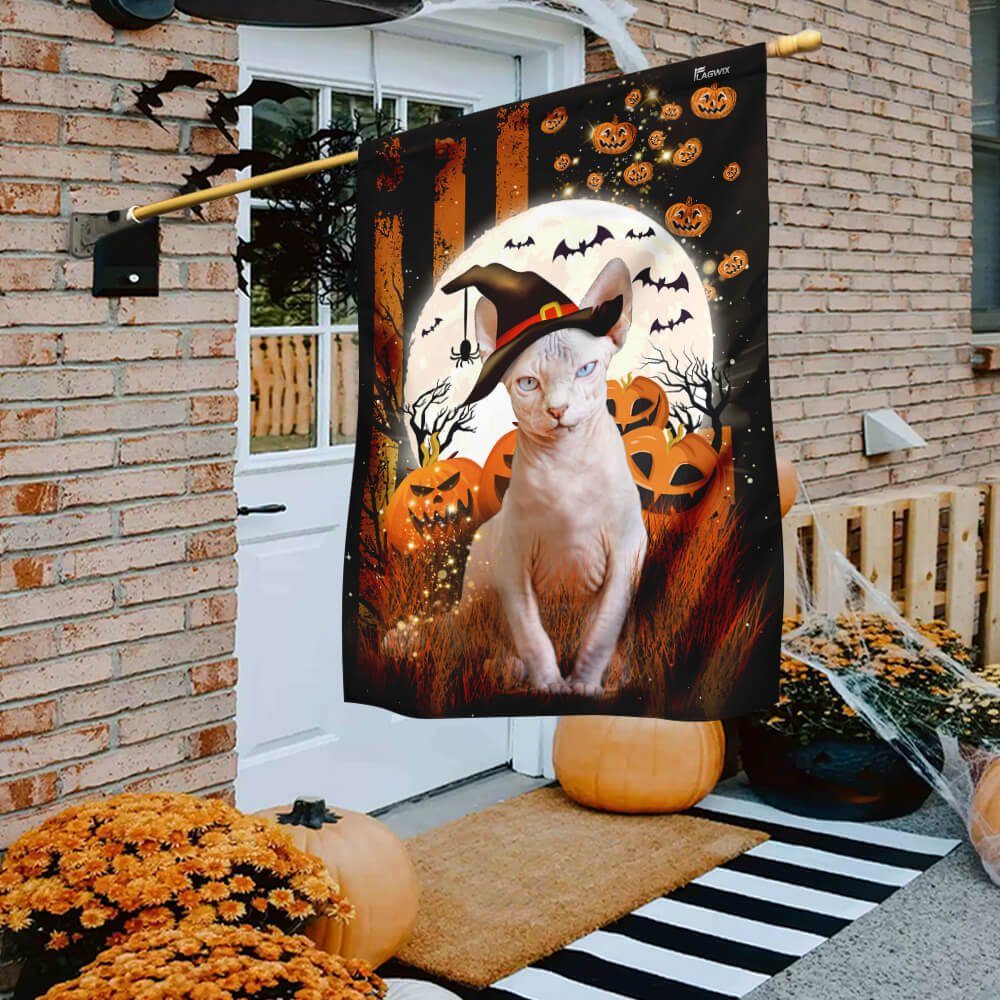 Sphynx Cat Happy Halloween Flag