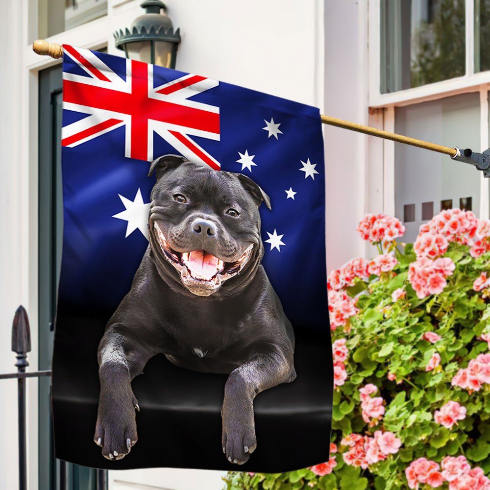 Staffordshire Bull Terrier Dog On Australian Flag QNN576Fv1