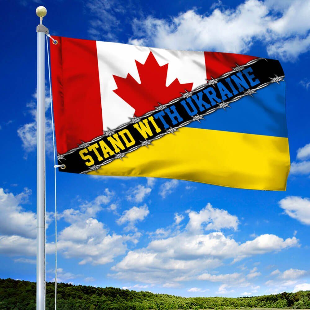 Stand With Ukraine, Canada Ukraine Grommet Flag THB3781GFv1