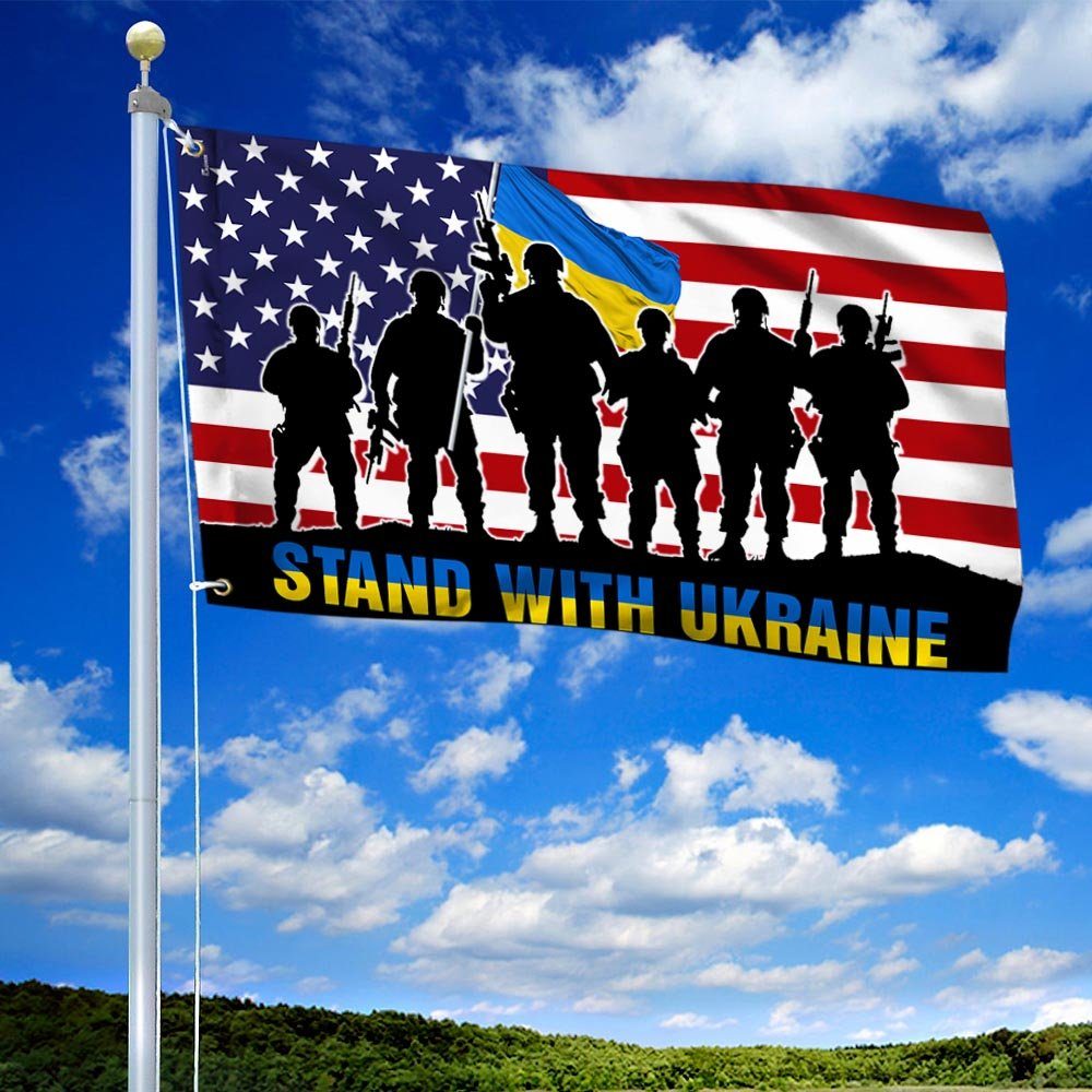 Stand With Ukraine. Ukraine America Flag THH3843GF