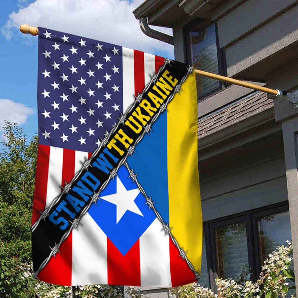 Stand With Ukraine America Puerto Rico Flag THB3799F