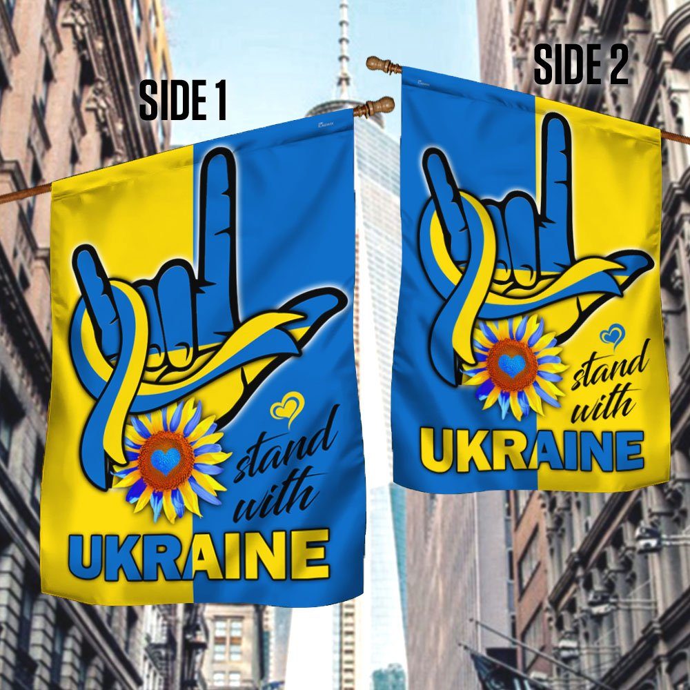 Stand With Ukraine Flag ILY Hand Sign DDH3449F