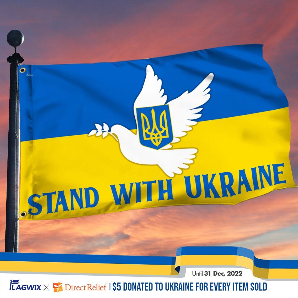 Stand With Ukraine Grommet Flag THN3865GF