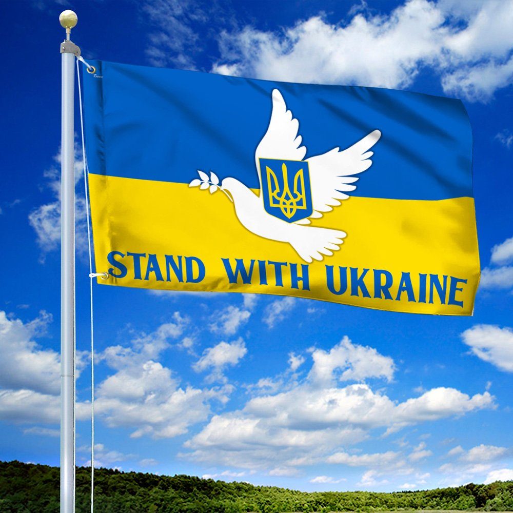 Stand With Ukraine Grommet Flag THN3865GF