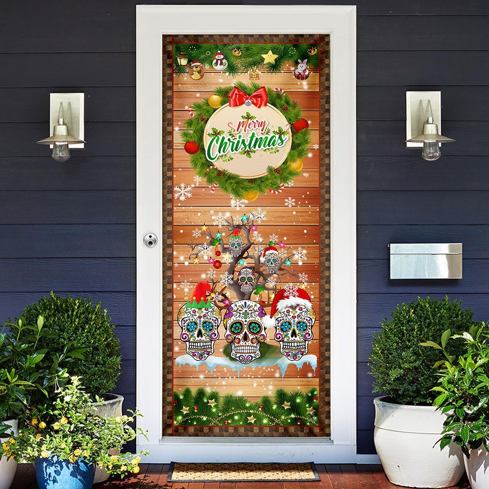 Sugar Skull Christmas Tree Door Cover