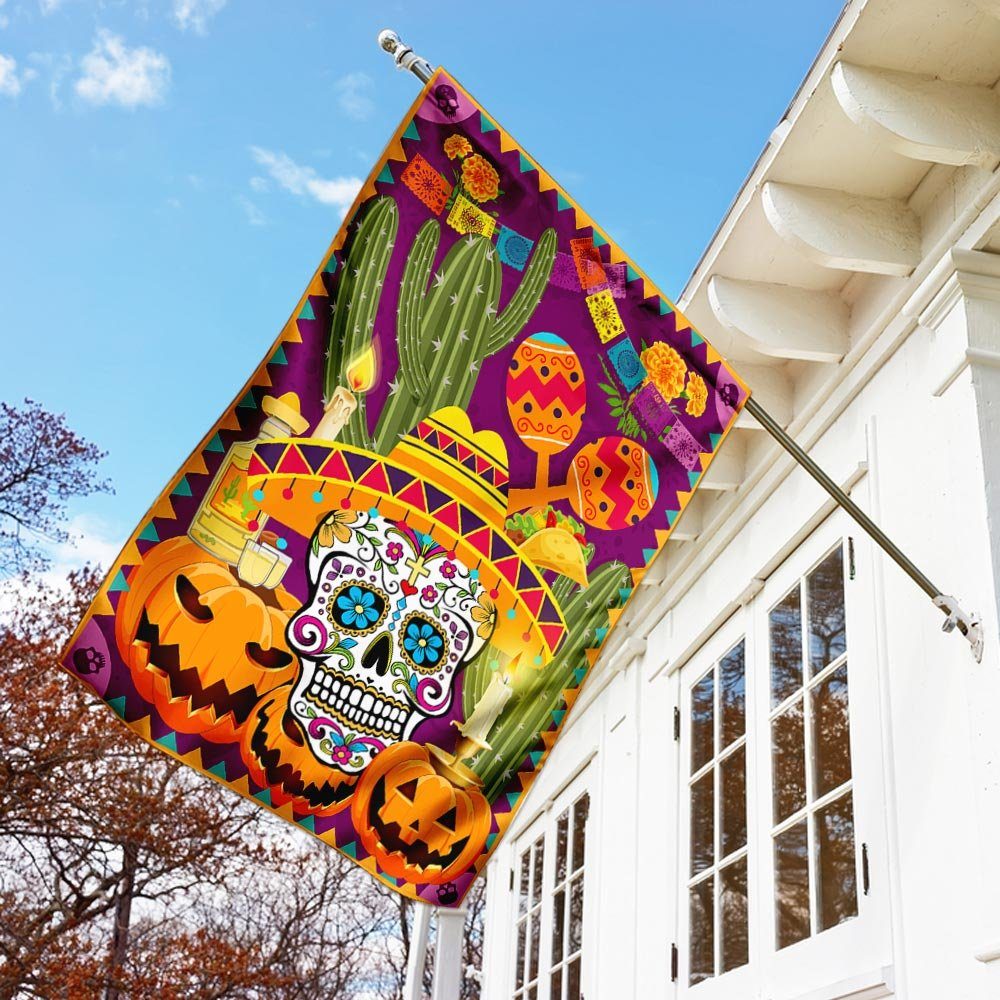 Sugar Skull Flag Flagwix™ Día De Los Muertos Halloween Flag MBH105F