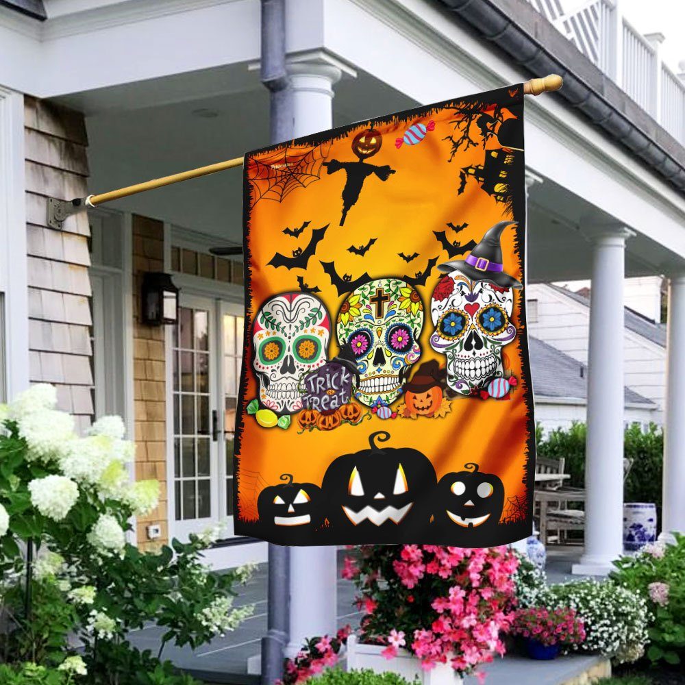 Sugar Skull Halloween Flagwix™ Three Skulls Halloween Flag