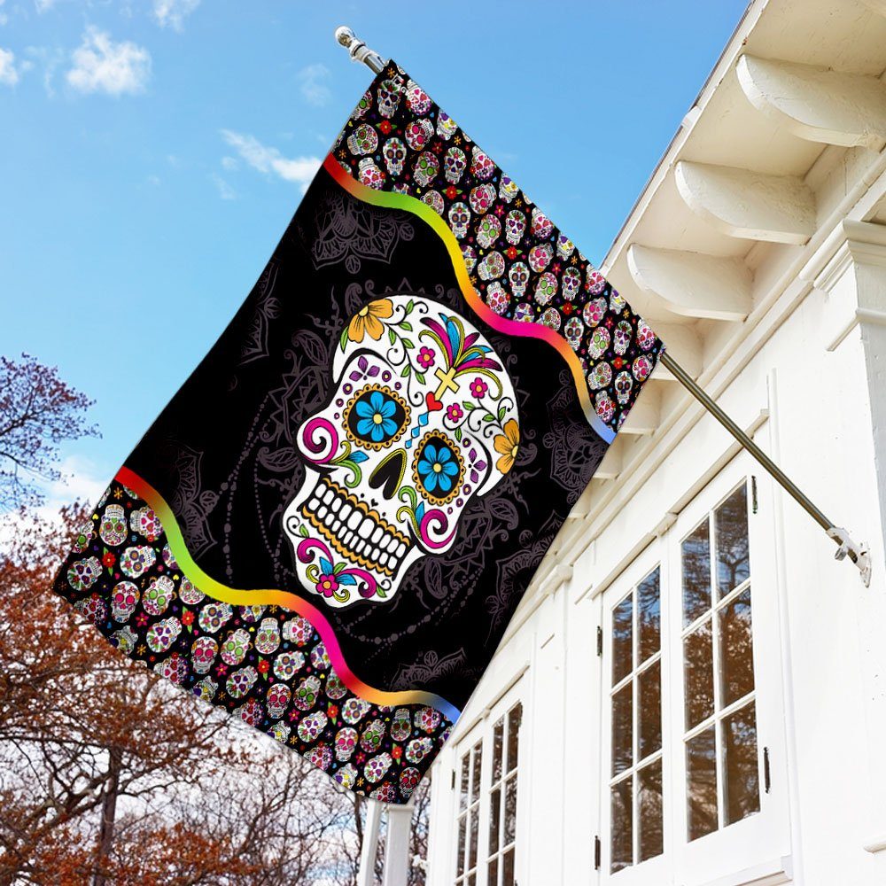 Sugar Skull Mandala Flag