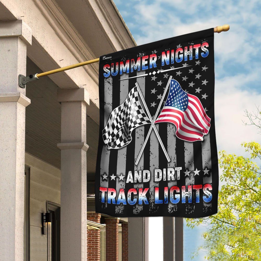 Summer Nights And Dirt Track Lights Flag