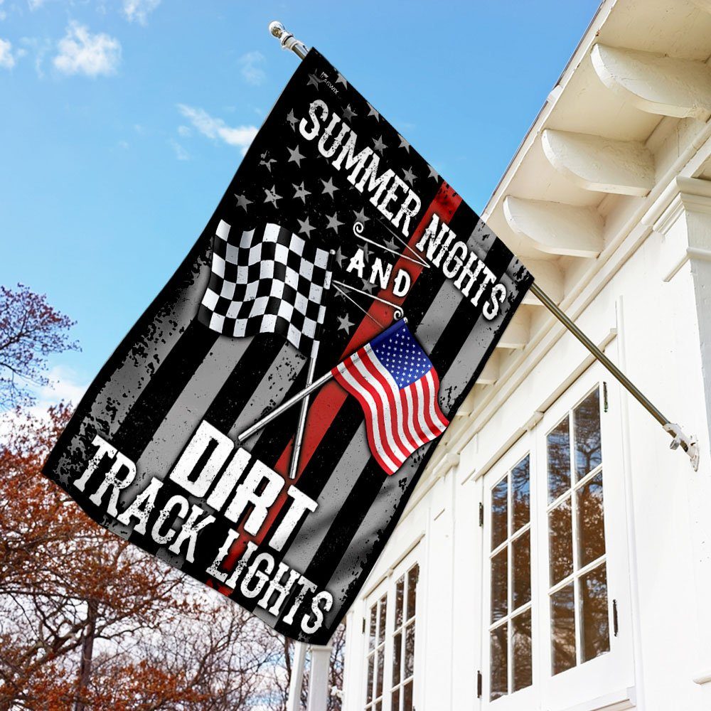 Summer Nights And Dirt Track Lights Flag