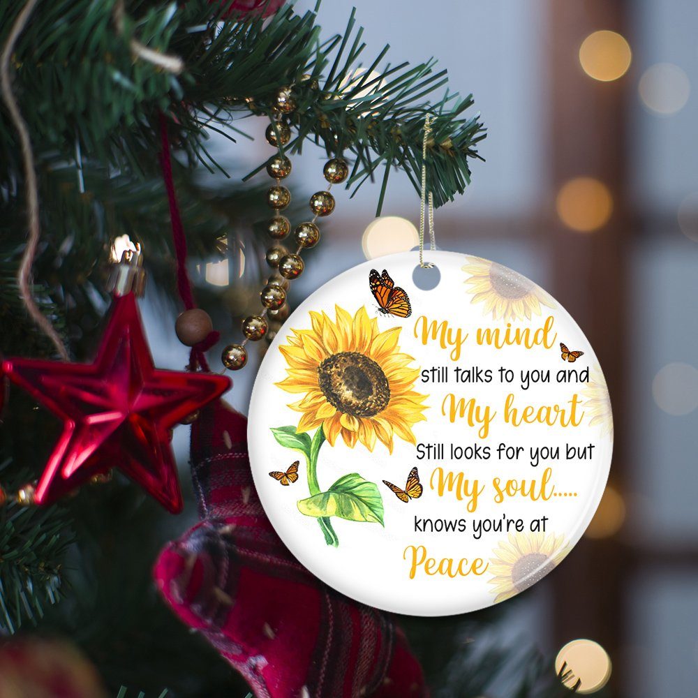 Sunflower Butterfly My Soul Knows You Are At Peace Ceramic Ornament MLN657O