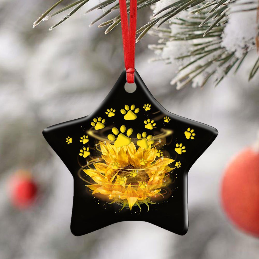 Sunflower Dog Paw. Dog Mom Ceramic Ornament