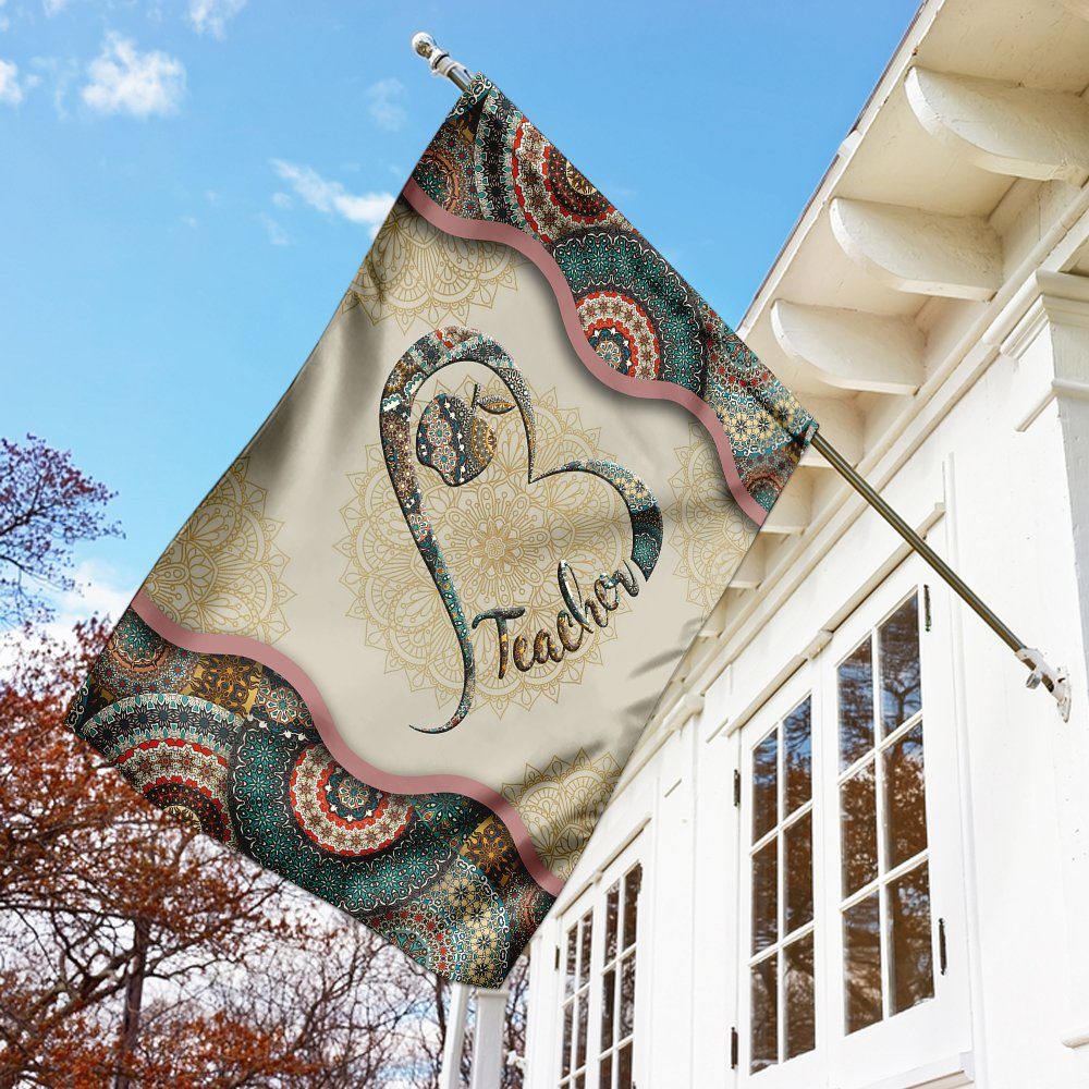 Teacher Vintage Mandala Flag