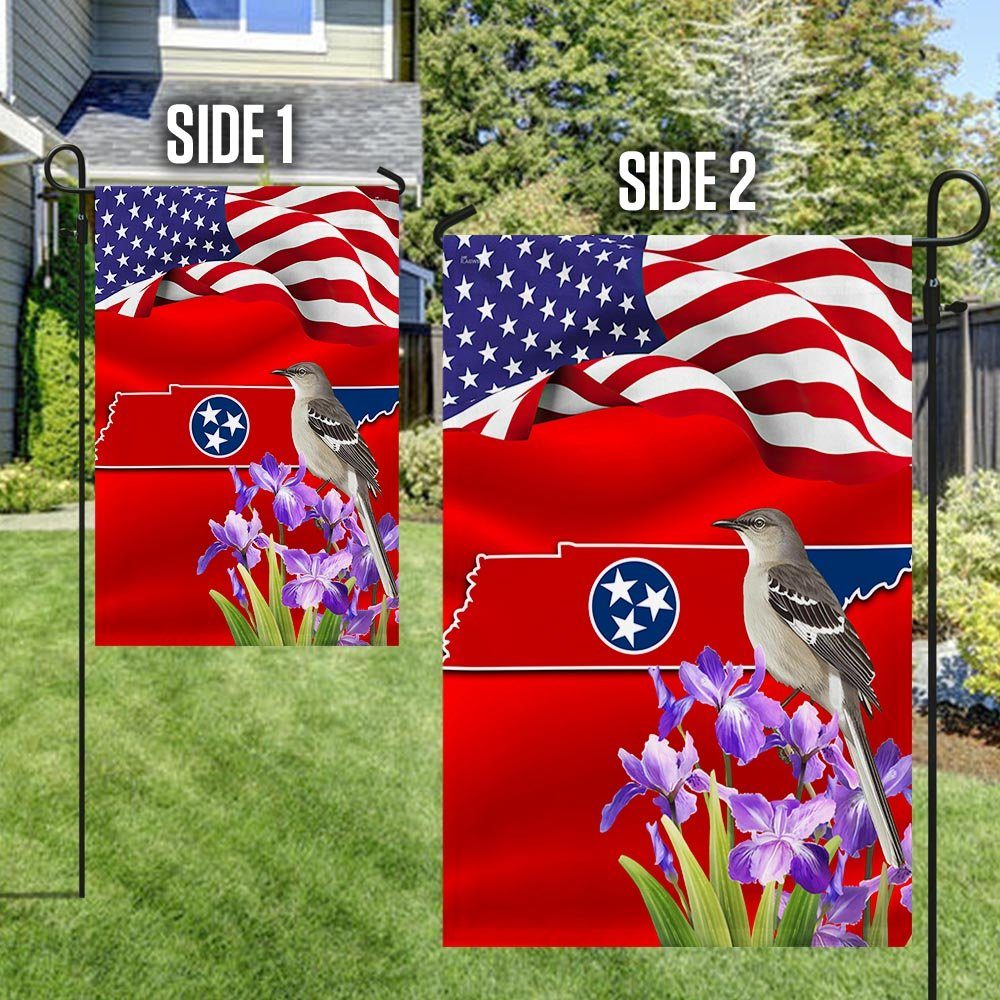 Tennessee State With Mocking Bird and Iris Flower, Tennessee Flag TPT775Fv4