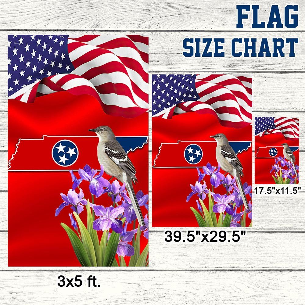 Tennessee State With Mocking Bird and Iris Flower, Tennessee Flag TPT775Fv4