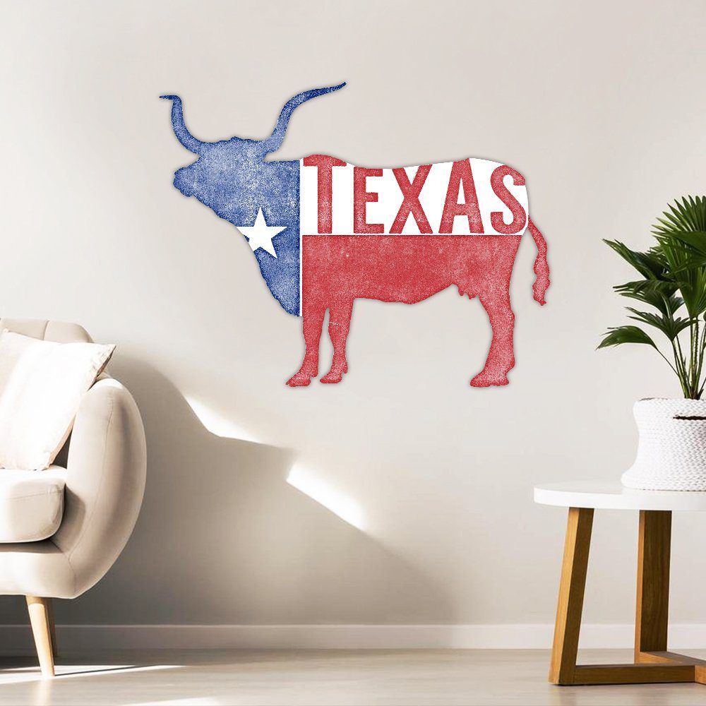 Texas & Longhorn Hanging Metal Sign MLH2183MS