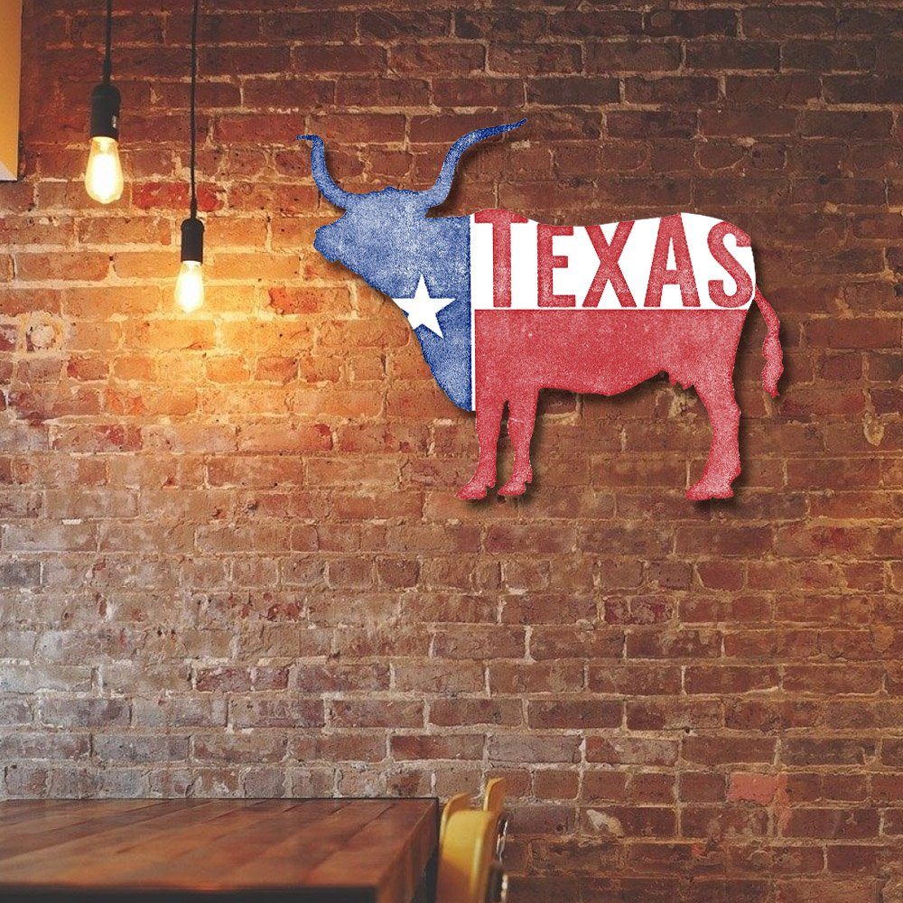 Texas & Longhorn Hanging Metal Sign MLH2183MS