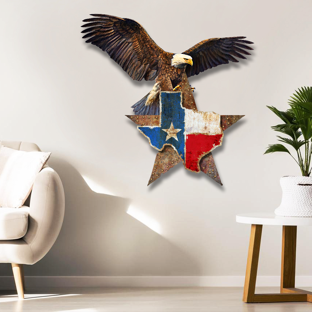 Texas  Eagle Hanging Metal Sign QNK751MS