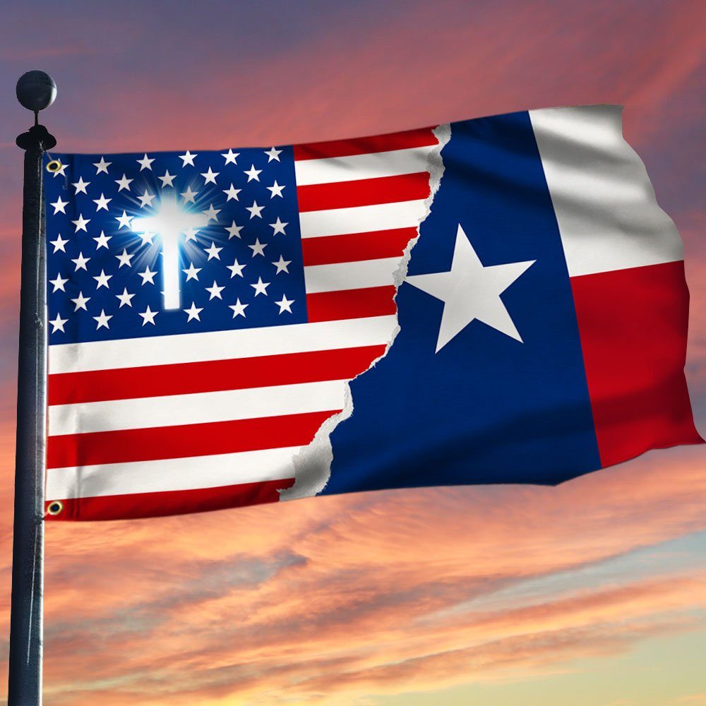 Texas American Christian Cross Grommet Flag TPT55GFv1